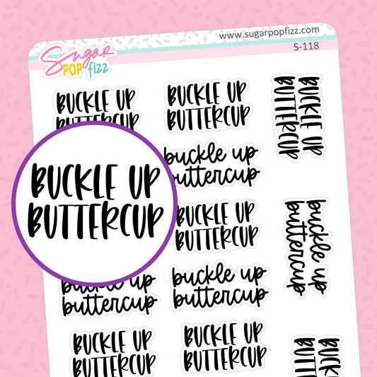 Buckle Up Script Stickers - S118