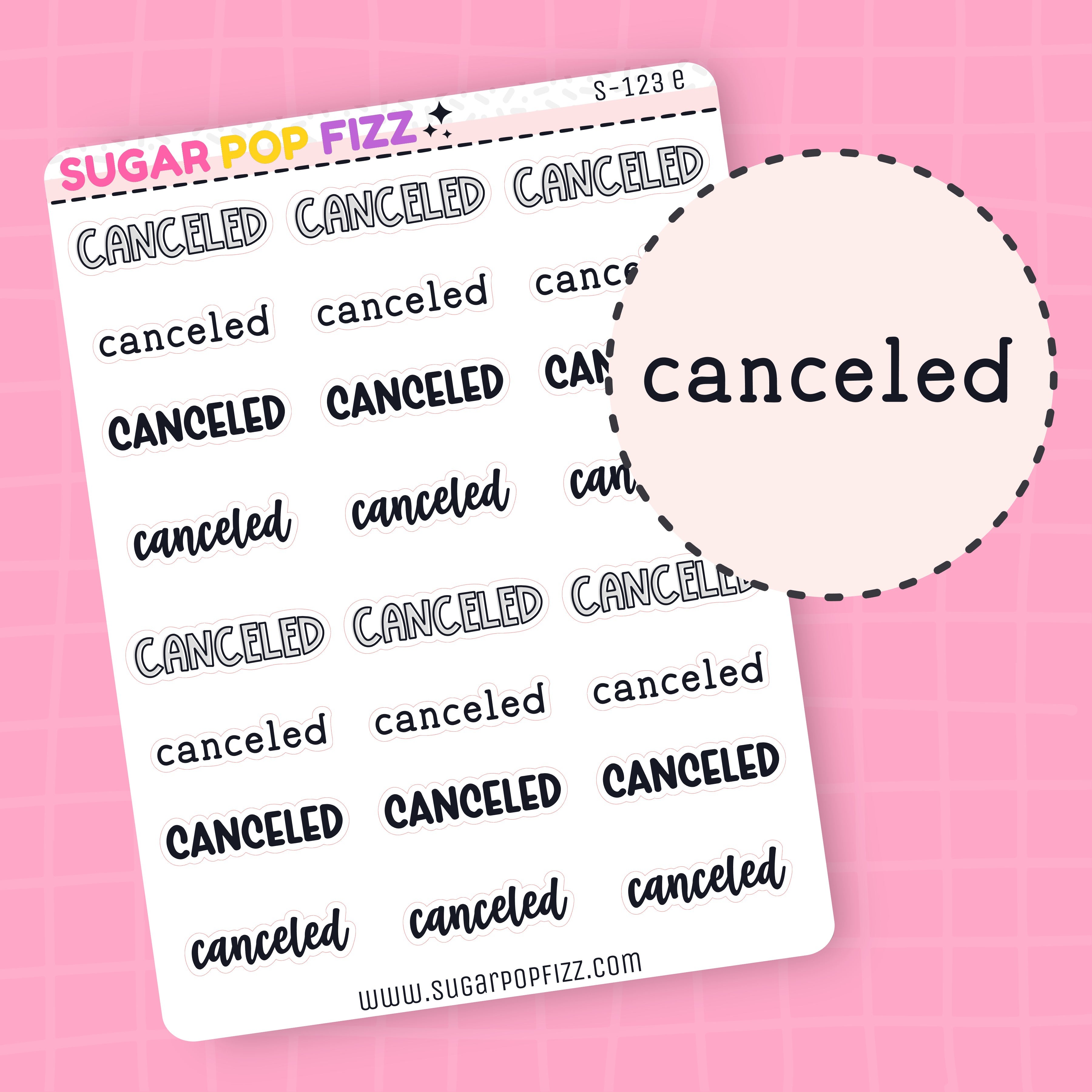 Canceled Script Canceled Script Stickers (4 fonts) - S123 – Sugar Pop Fizz