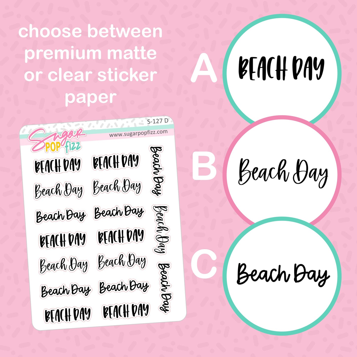 Beach Day Script Stickers - S127