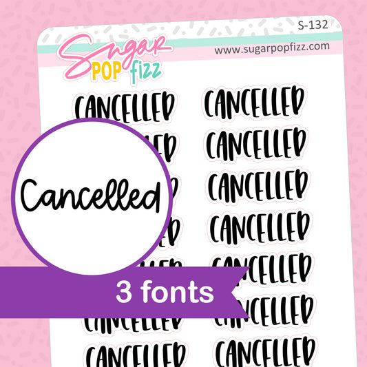 Calncelled Script Stickers - S132