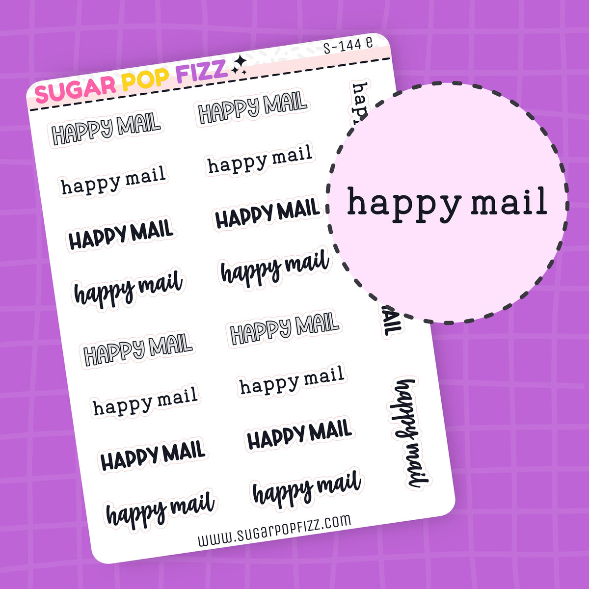 Mail Script Decal Ribtable Happy Mail Script Stickers (4 fonts) - S144 – Sugar Pop Fizz