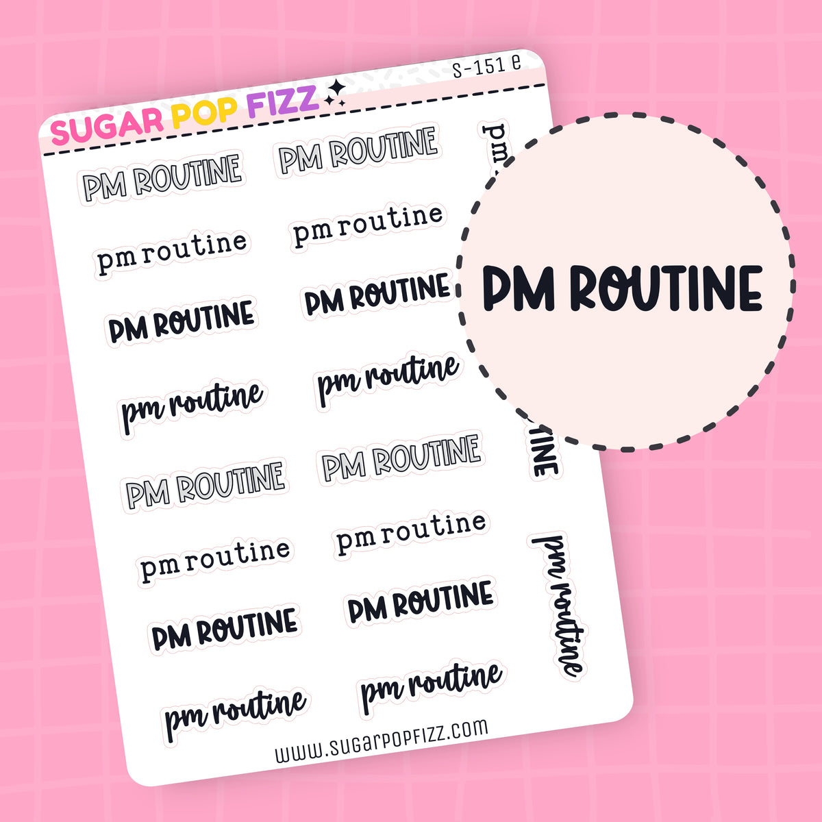 PM Routine Script Stickers (4 fonts) - S151 – Sugar Pop Fizz