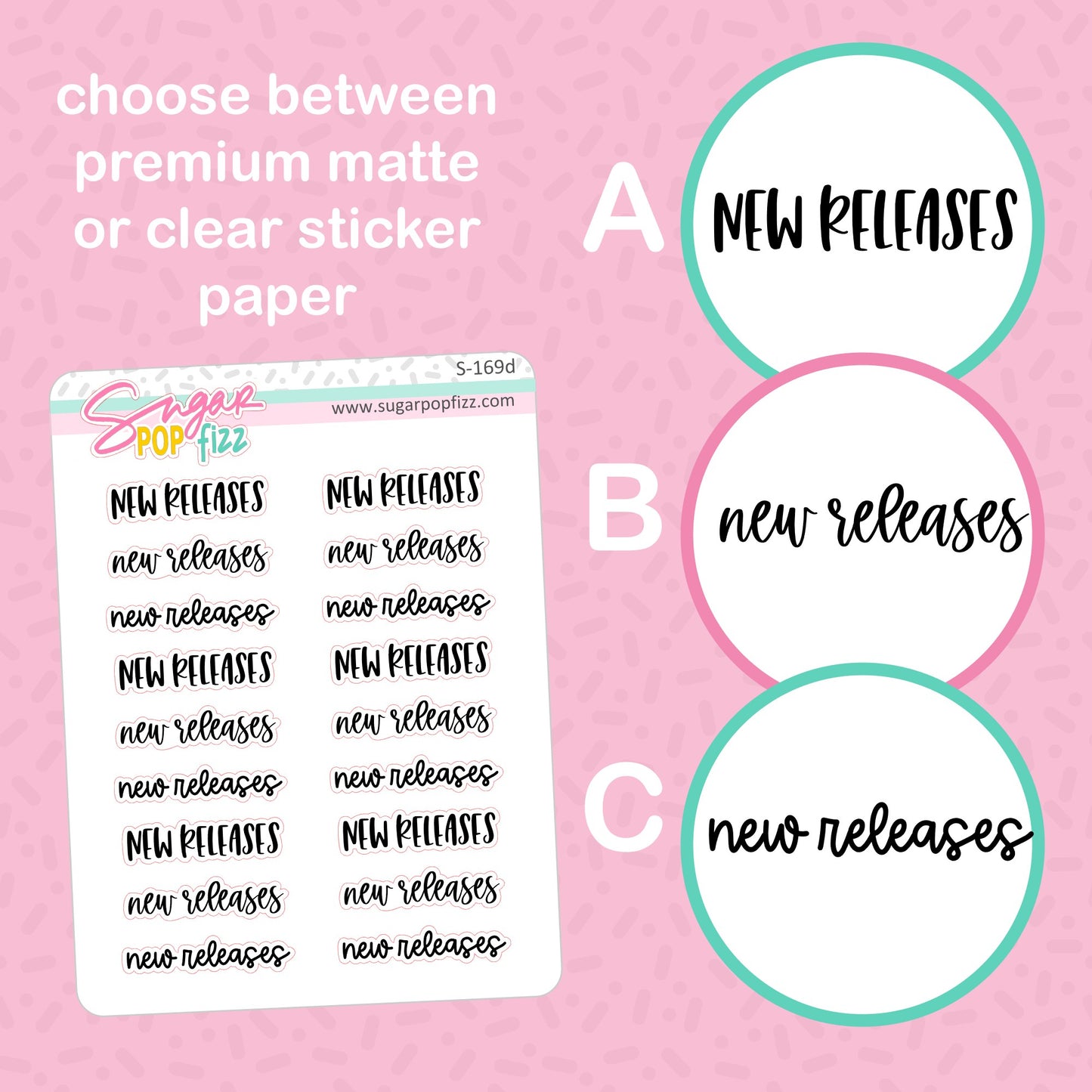 New Releases Script Stickers - S169