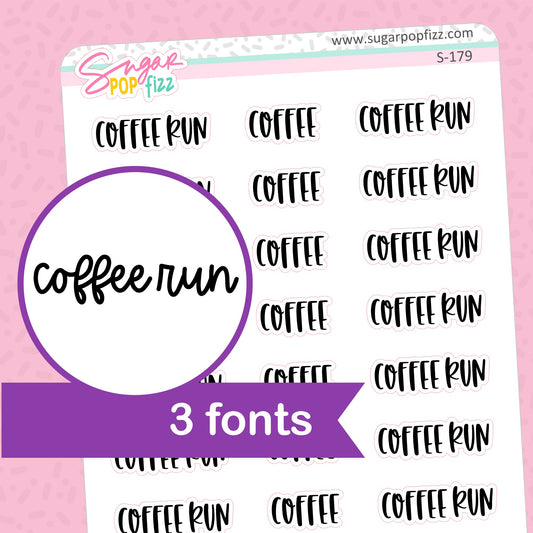 Coffee Run Script Stickers - S179