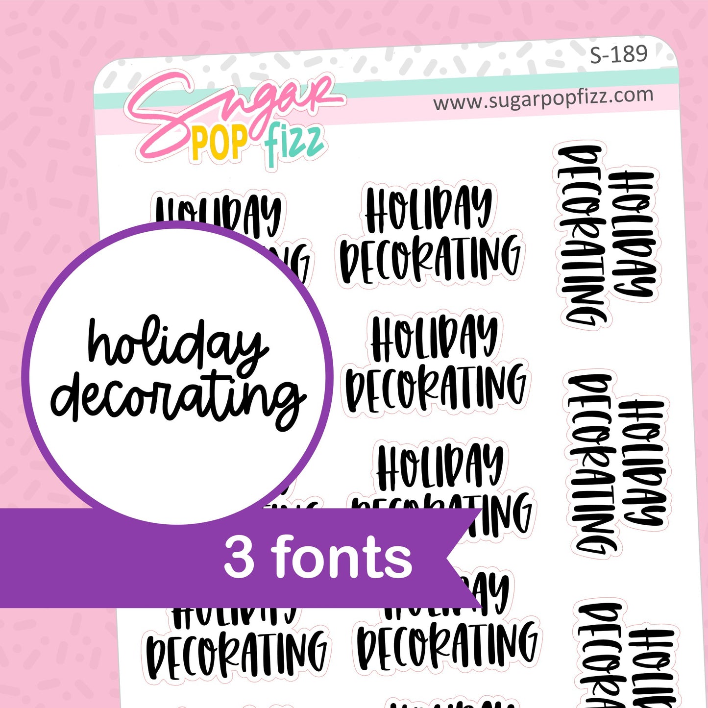 Holiday Decorating Script Stickers - S189