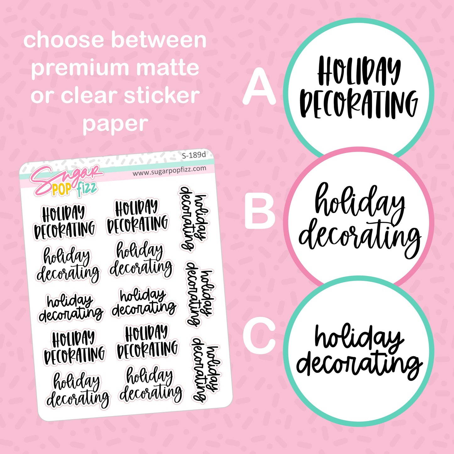 Holiday Decorating Script Stickers - S189