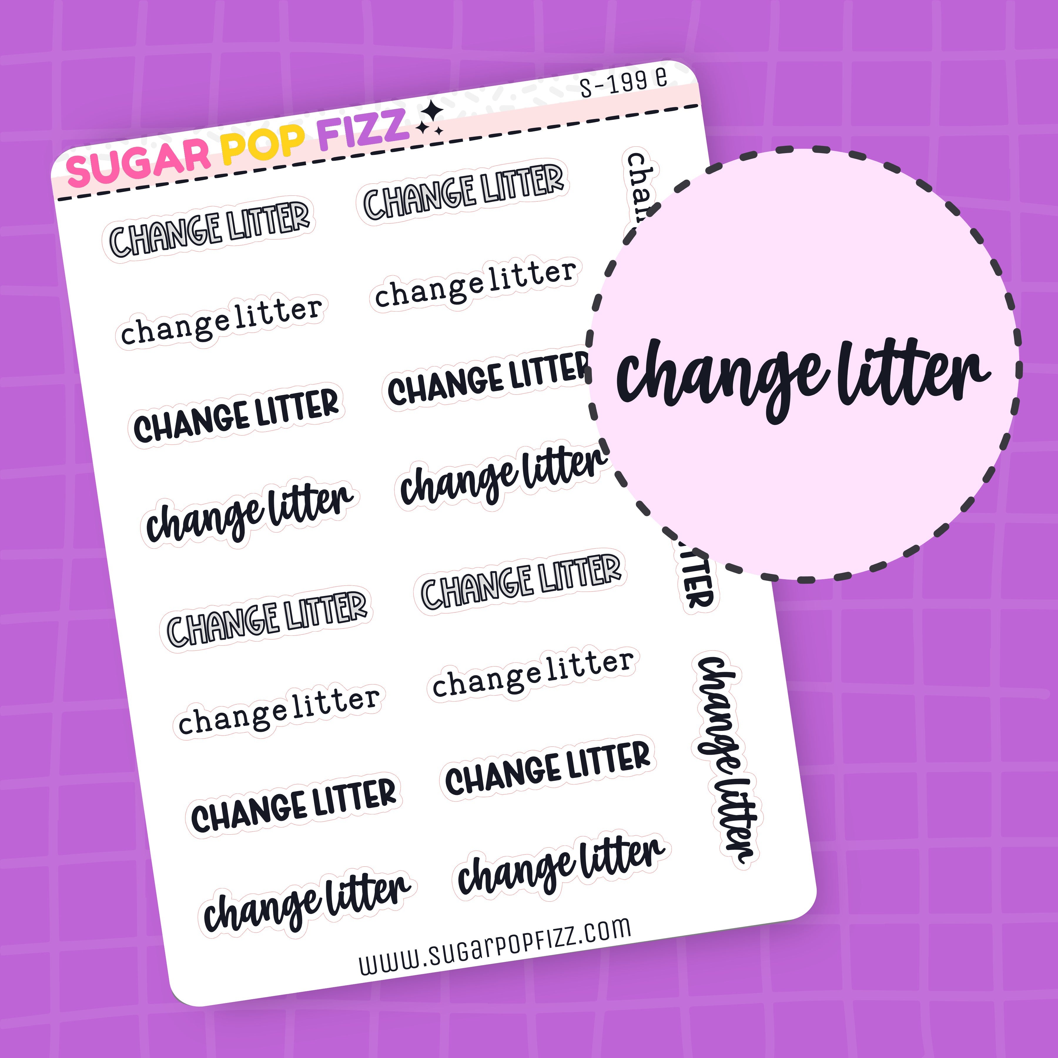 Change Litter Script Stickers (4 fonts) - S199 – Sugar Pop Fizz