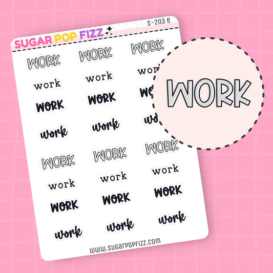 Work Script Stickers (4 fonts) - S203