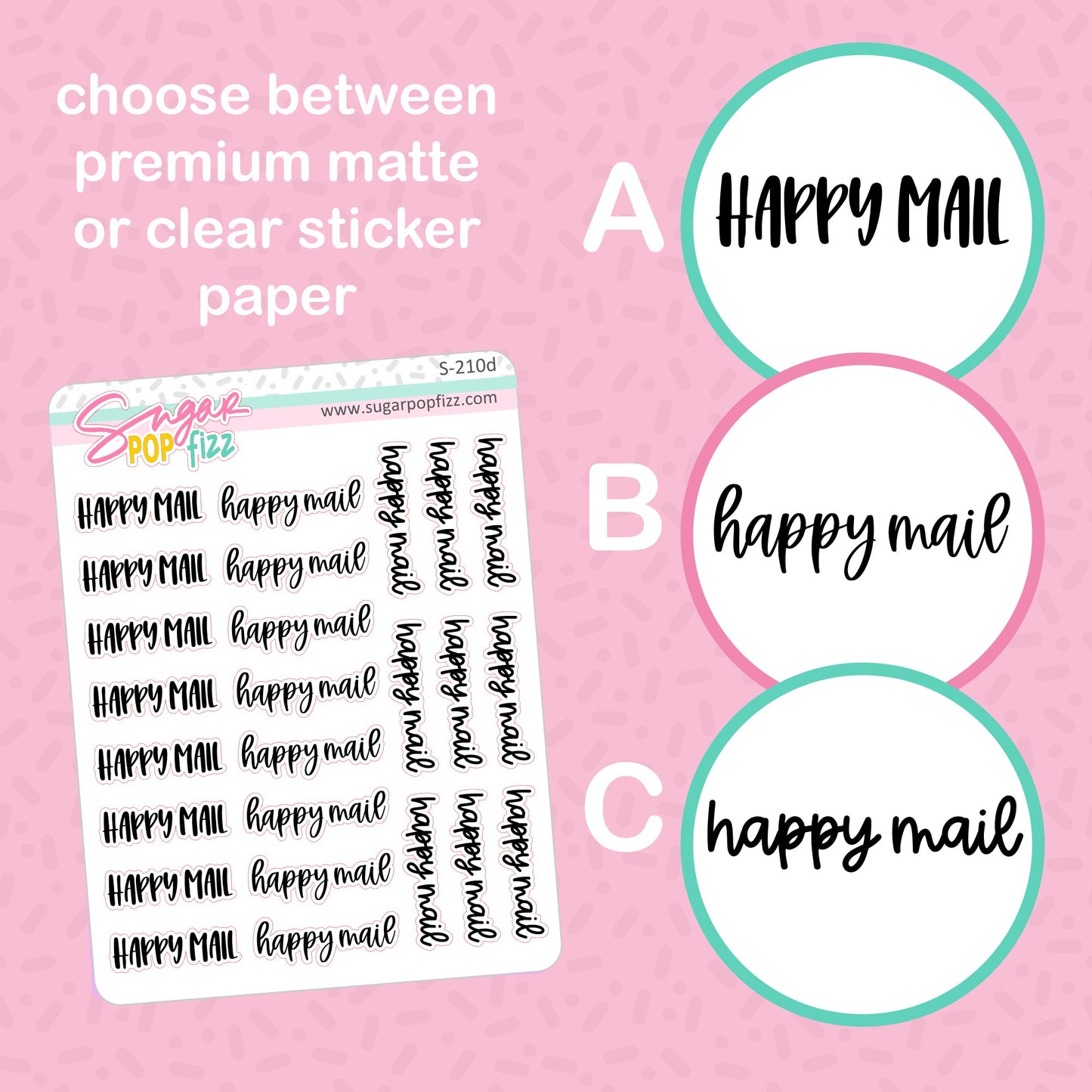 Happy Mail Script Stickers - S210