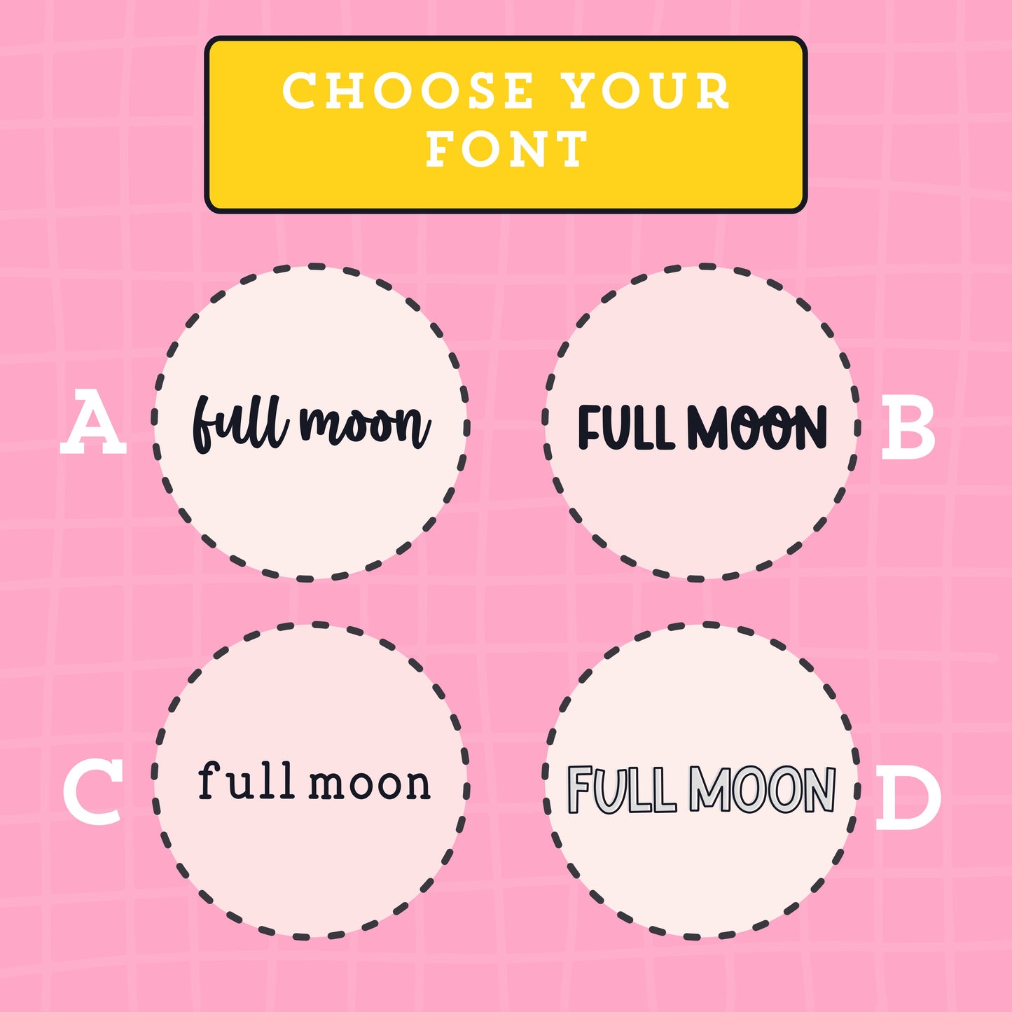 Full Moon Script Stickers (4 fonts) - S259