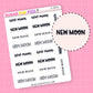 New Moon Script Stickers (4 fonts) - S260