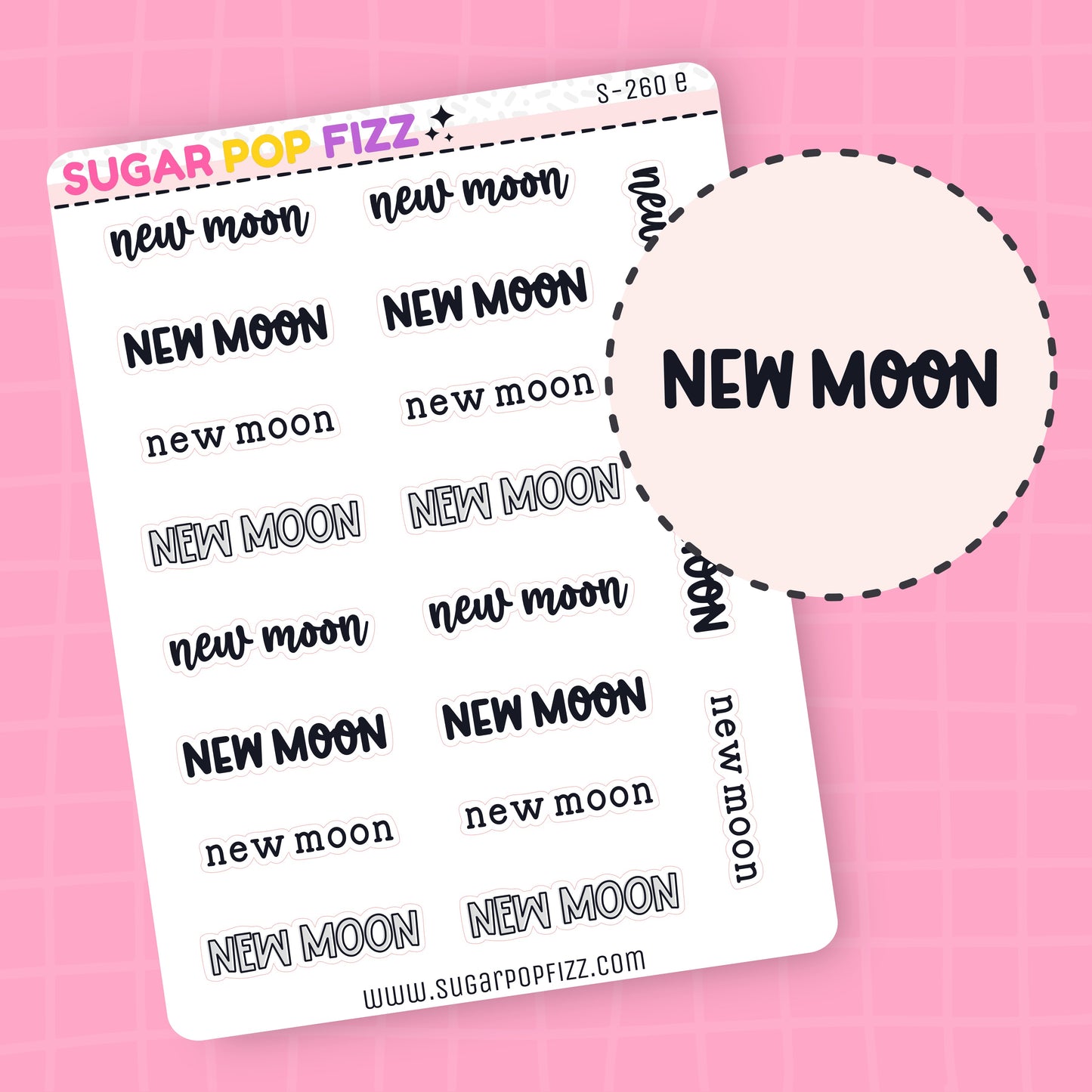 New Moon Script Stickers (4 fonts) - S260