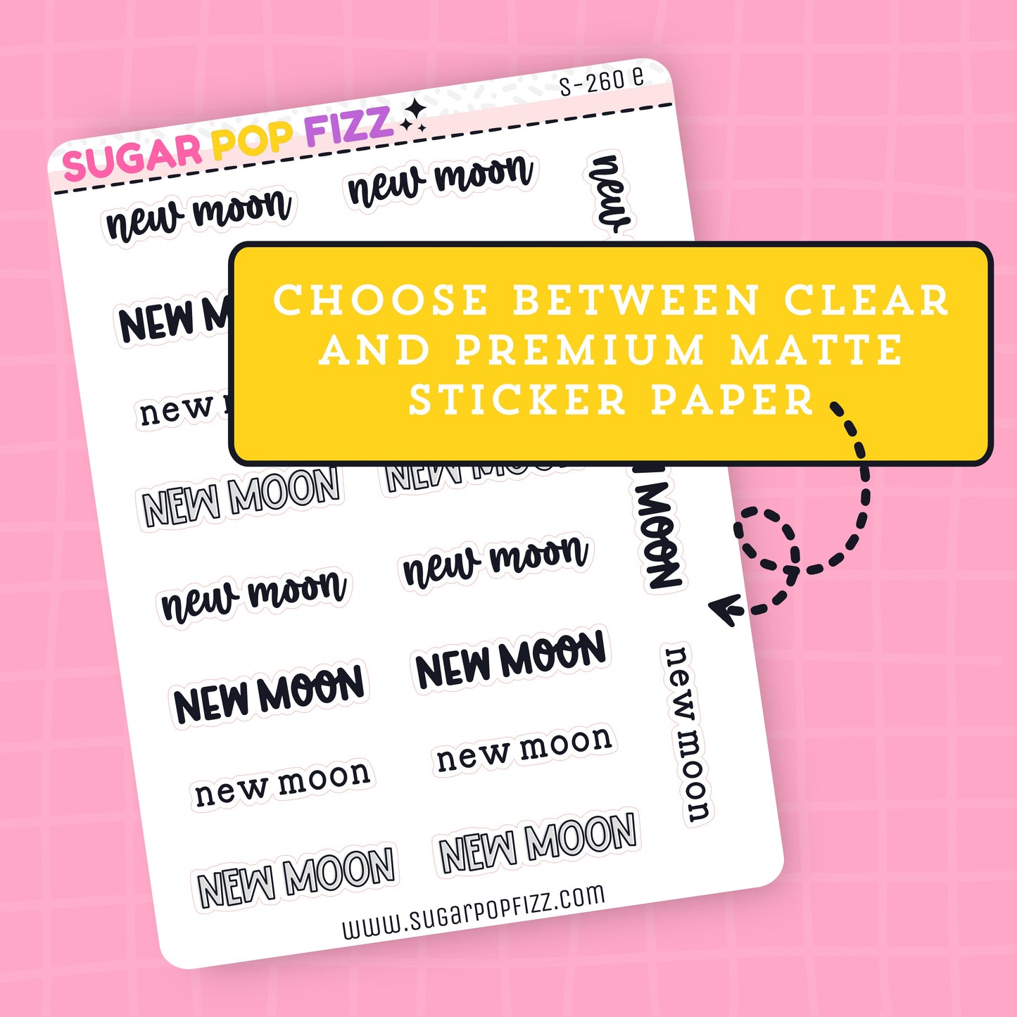 New Moon Script Stickers (4 fonts) - S260