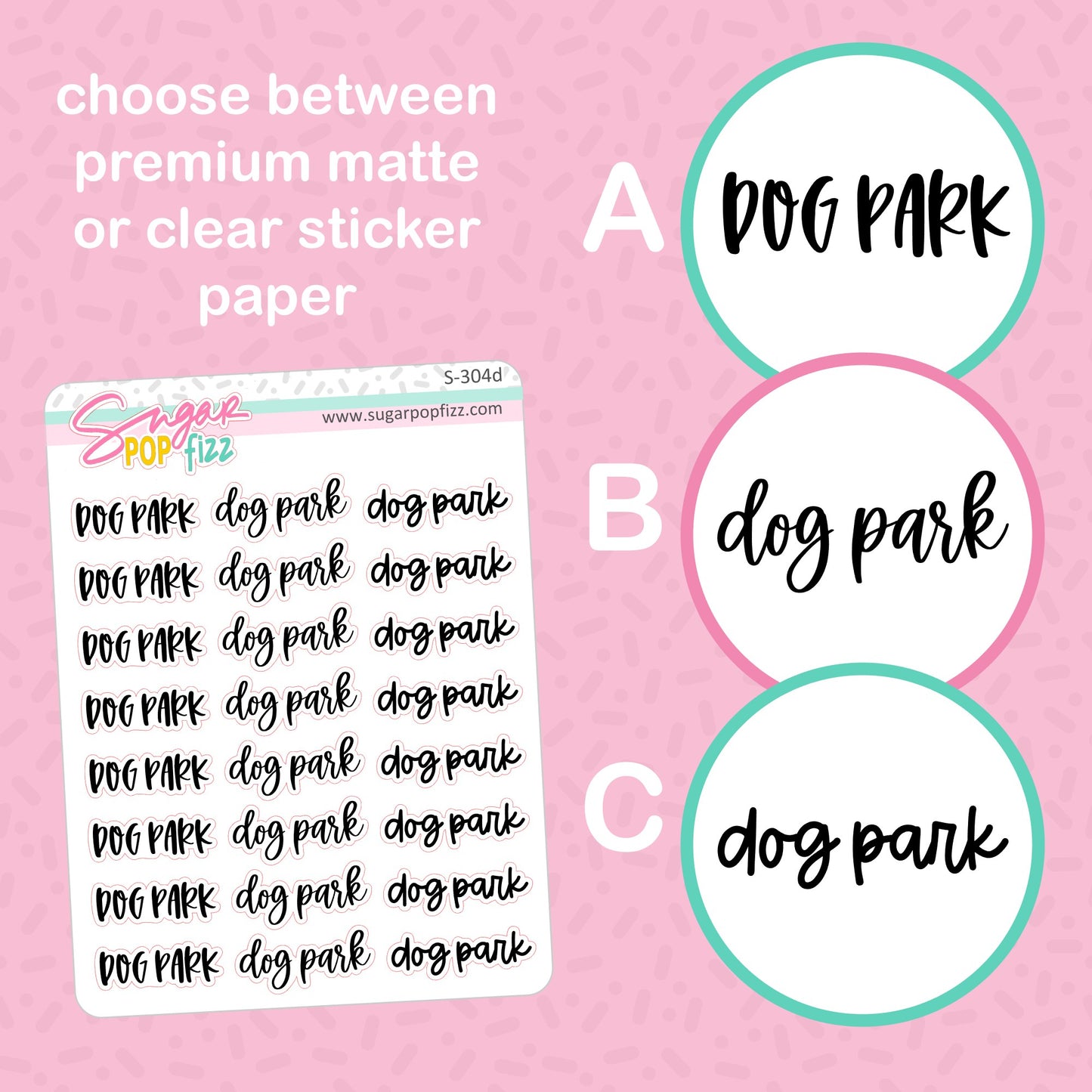 Dog Park Script Stickers - S304