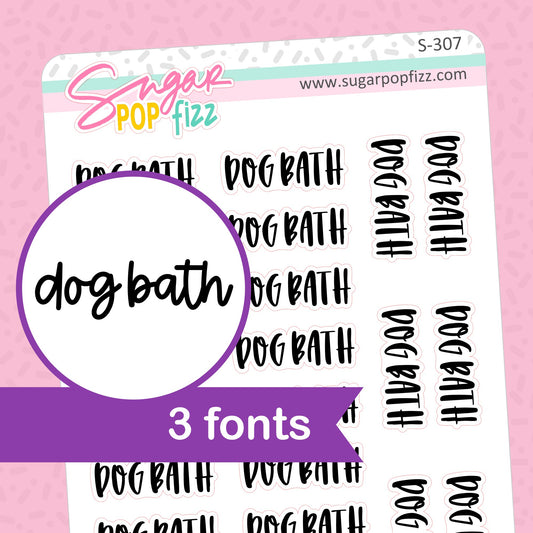 Dog Bath Script Stickers - S307
