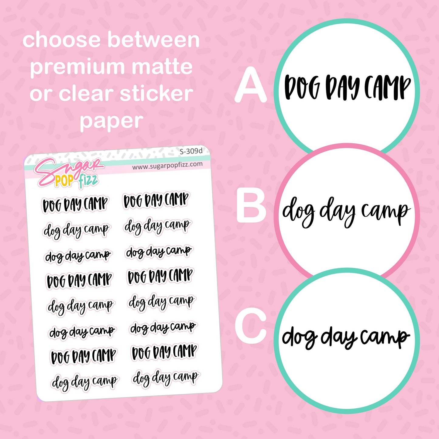 Dog Day Camp Script Stickers - S309