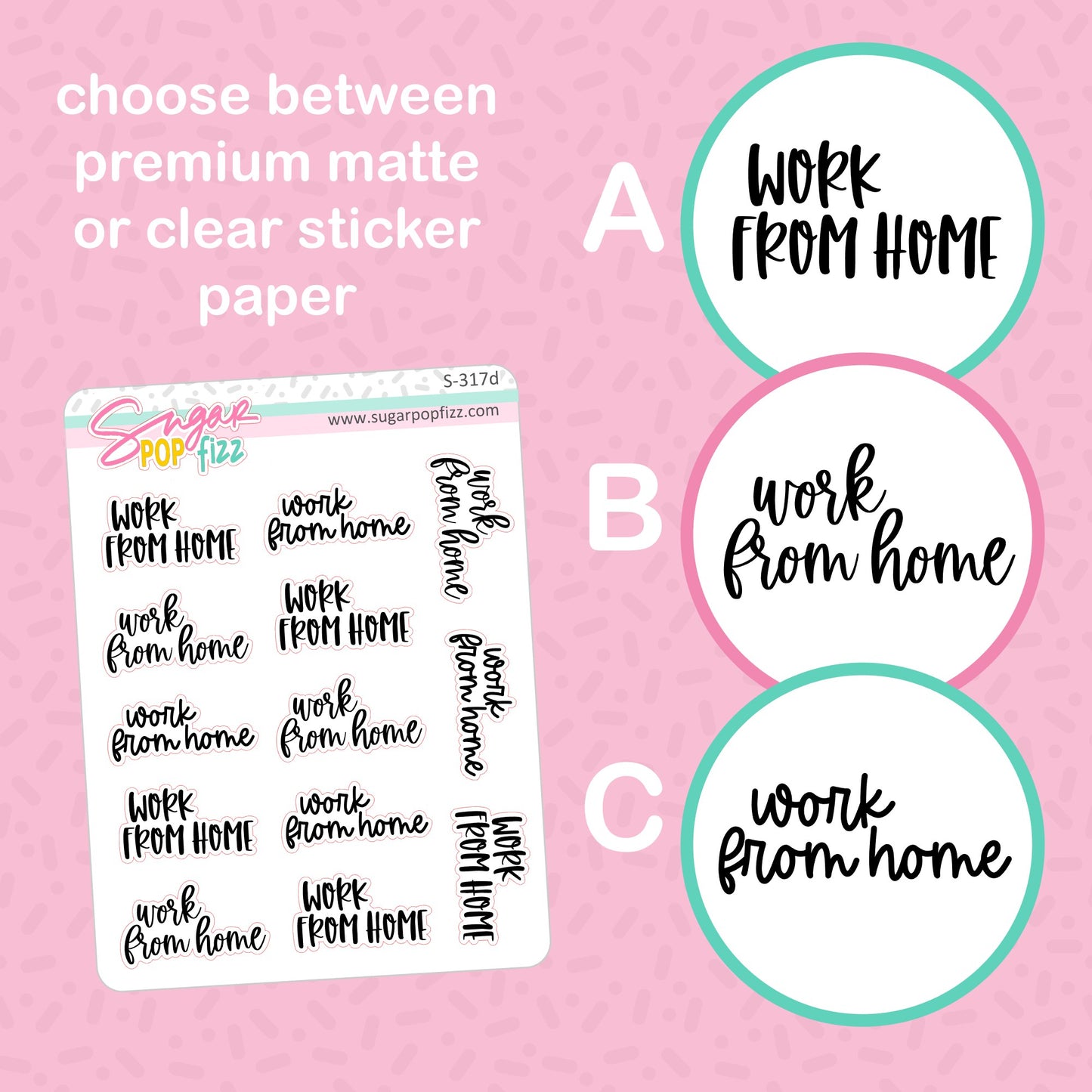 Work From Home Script Stickers - S317