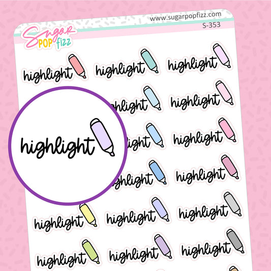 Highlight Script Stickers - S353