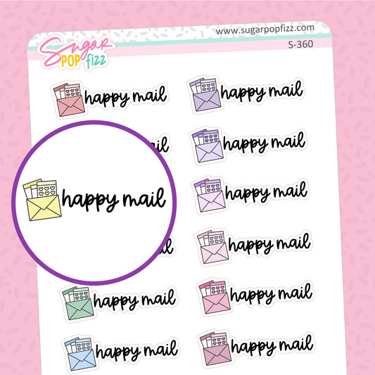Happy Mail Script Stickers - S360