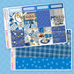 Sticker sheet with Hanukkah-themed designs on a blue background