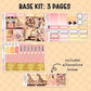 Base kit with 3 pages of planner stickers on a beige background
