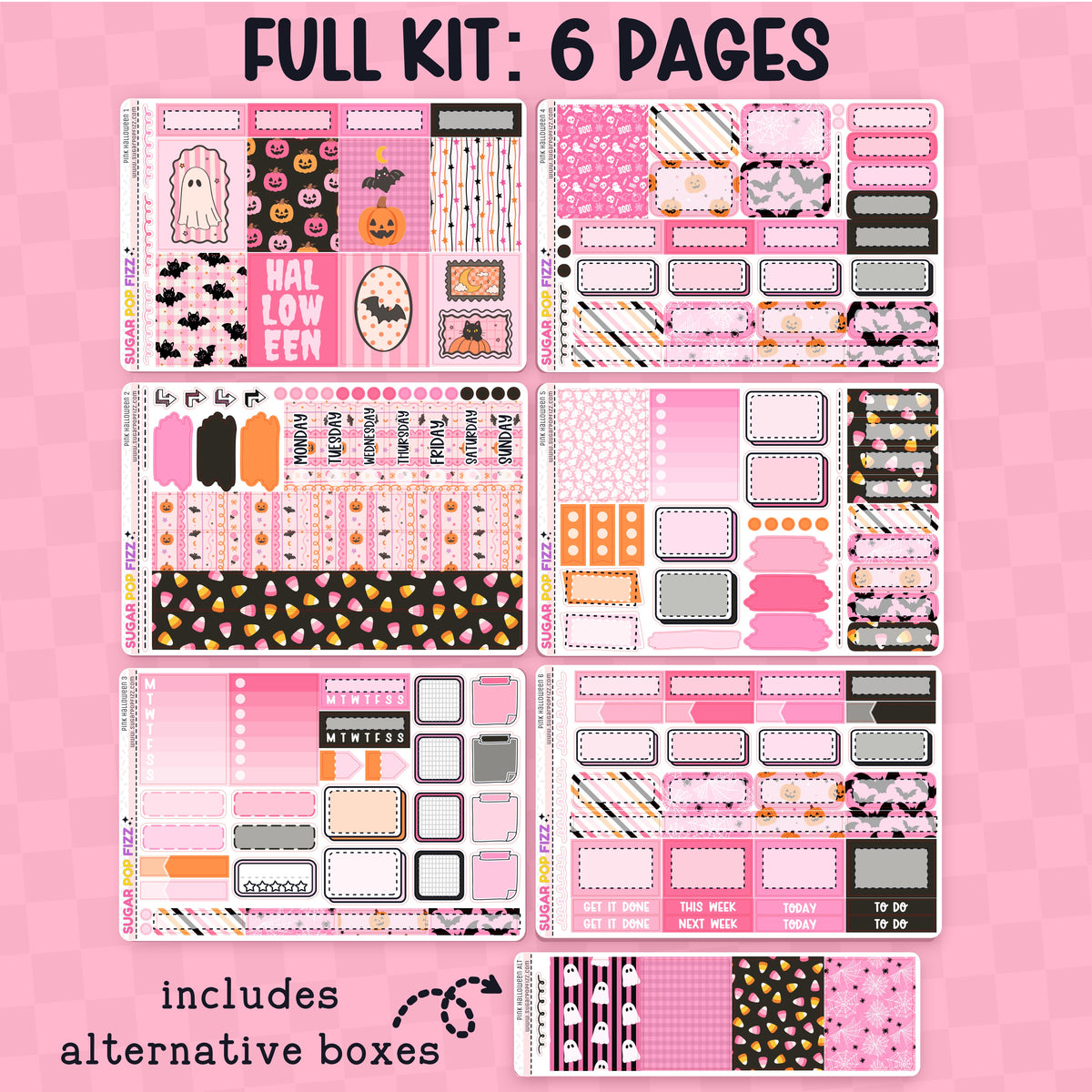 Pink Halloween Standard Vertical Weekly Kit