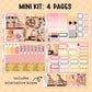 Sticker kit with various designs on a beige background