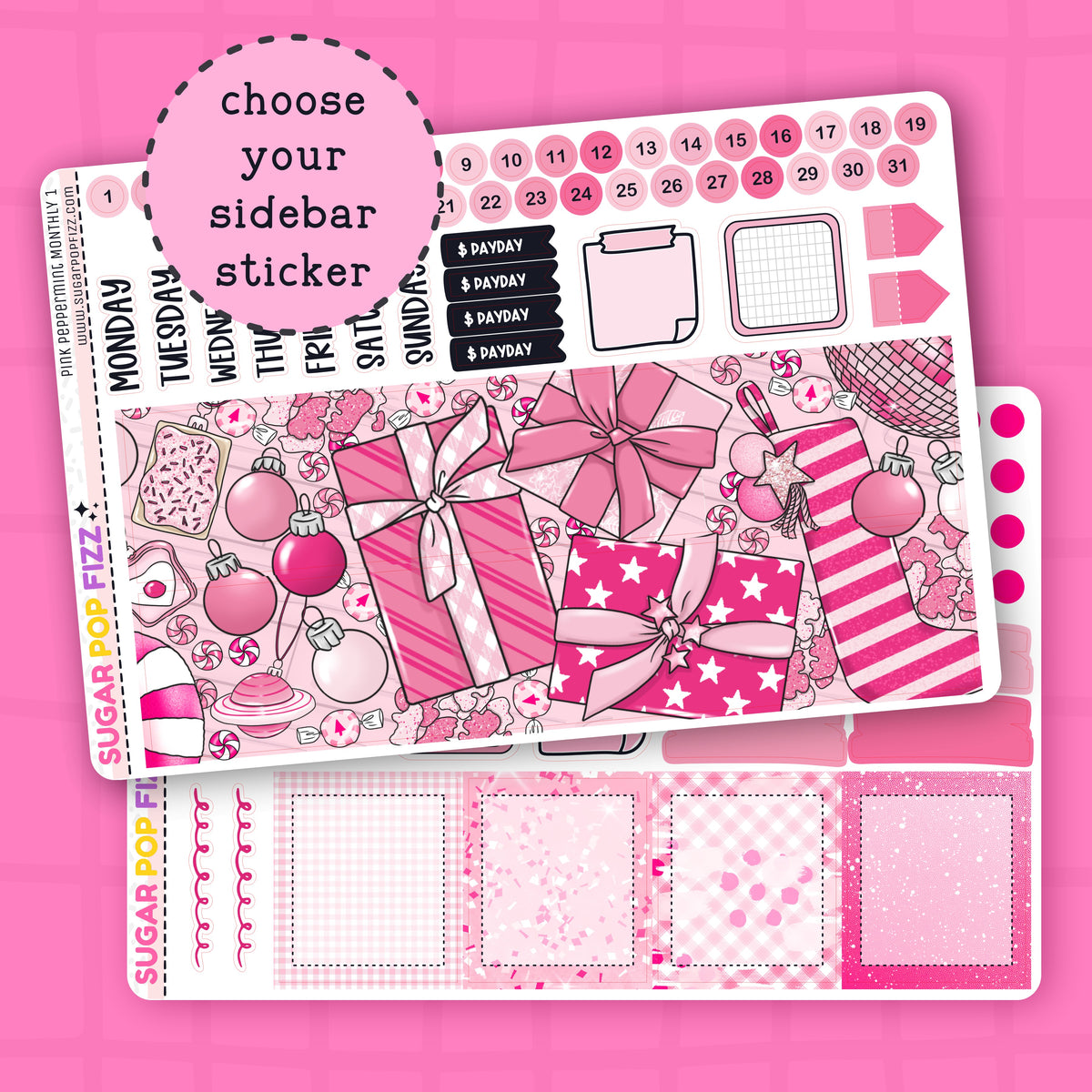 Pink Peppermint Standard Vertical Monthly