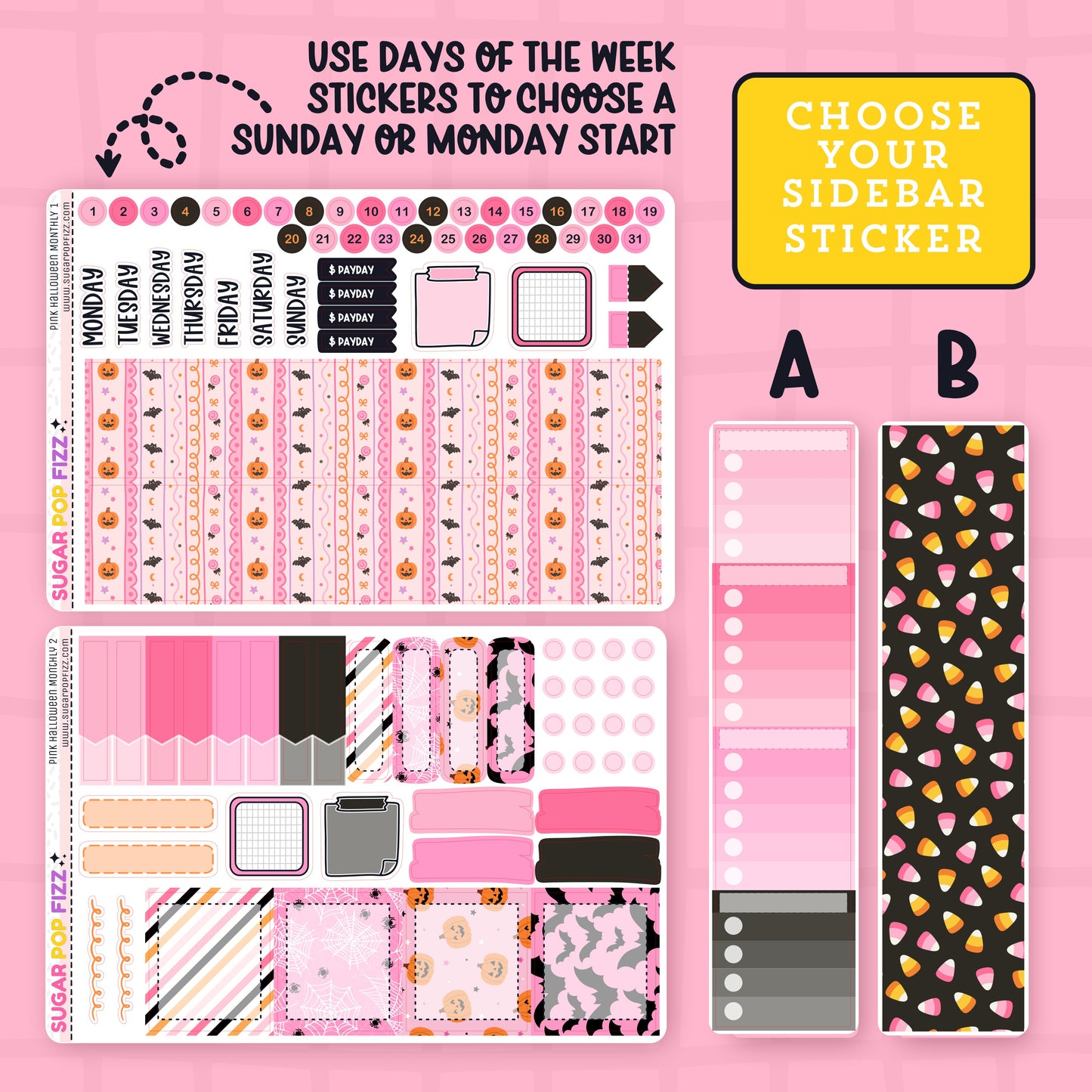 Pink Halloween Standard Vertical Monthly