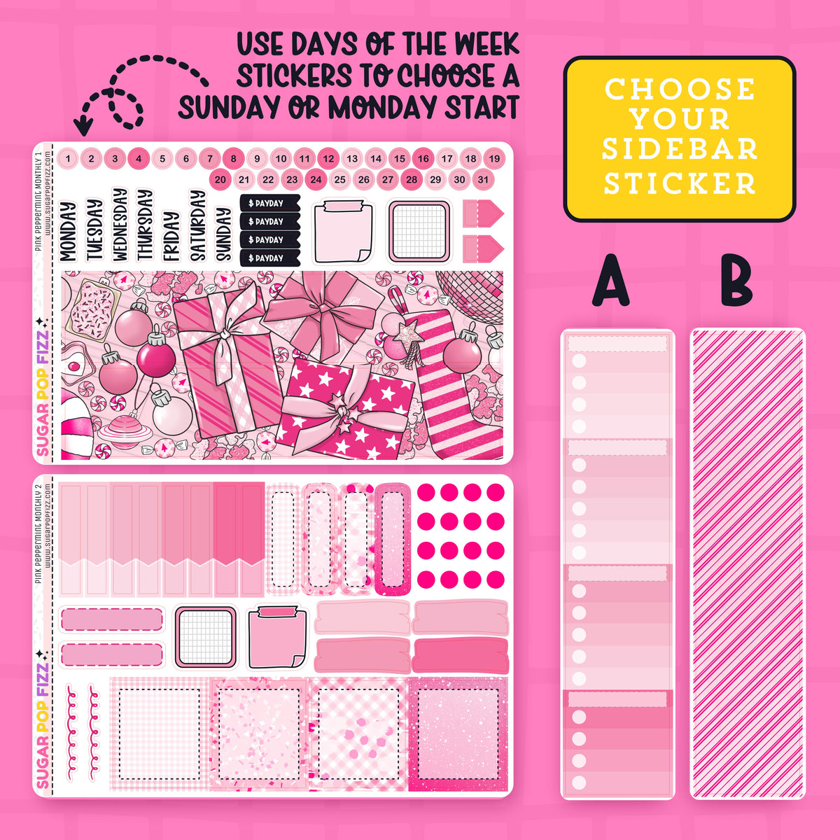 Pink Peppermint Standard Vertical Monthly
