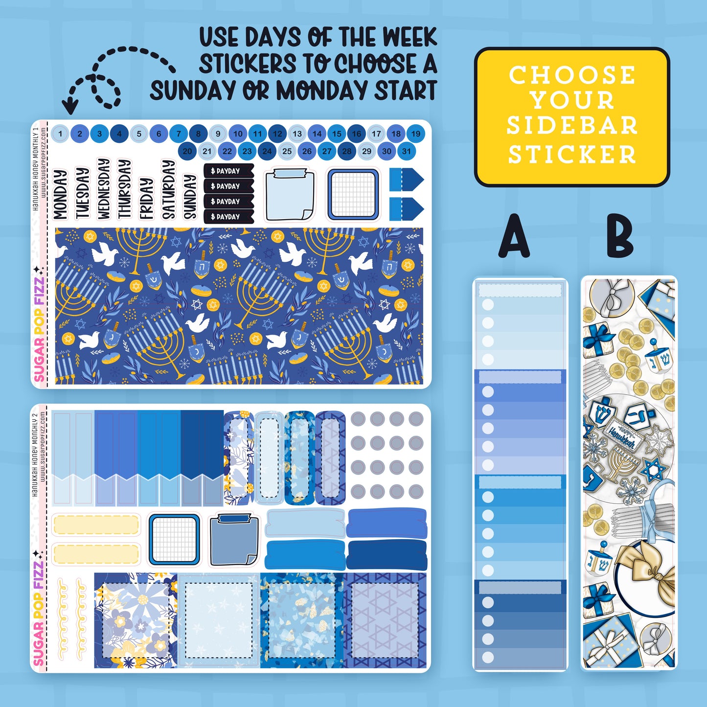 Hanukkah Honey Standard Vertical Monthly