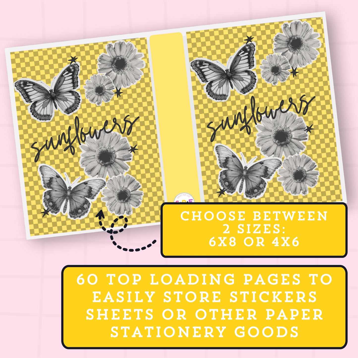 Sunflowers - Sticker Storage Album - 6x8 or 4x6