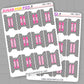Two sheets of planner stickers with 'SUGAR POP FIZZ' branding on a gray background.