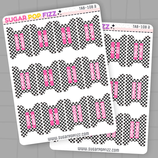 Checkered w/ Pink Planner Tabs - TAB108