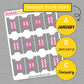 Sheet of planner stickers with checkered pattern and pink text, featuring 'SUGAR POP' branding.