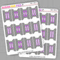 Two sheets of planner stickers with checkered pattern and 'SUGAR POP FIZZ' branding on a gray background.