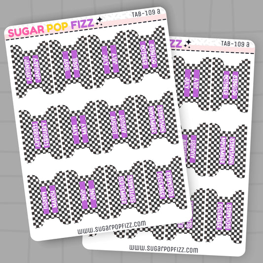 Checkered w/ Purple Planner Tabs - TAB109