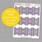 Planner tabs with checkered pattern and purple accents on a gray background, featuring the brand 'SUGAR POP FIZZ'.
