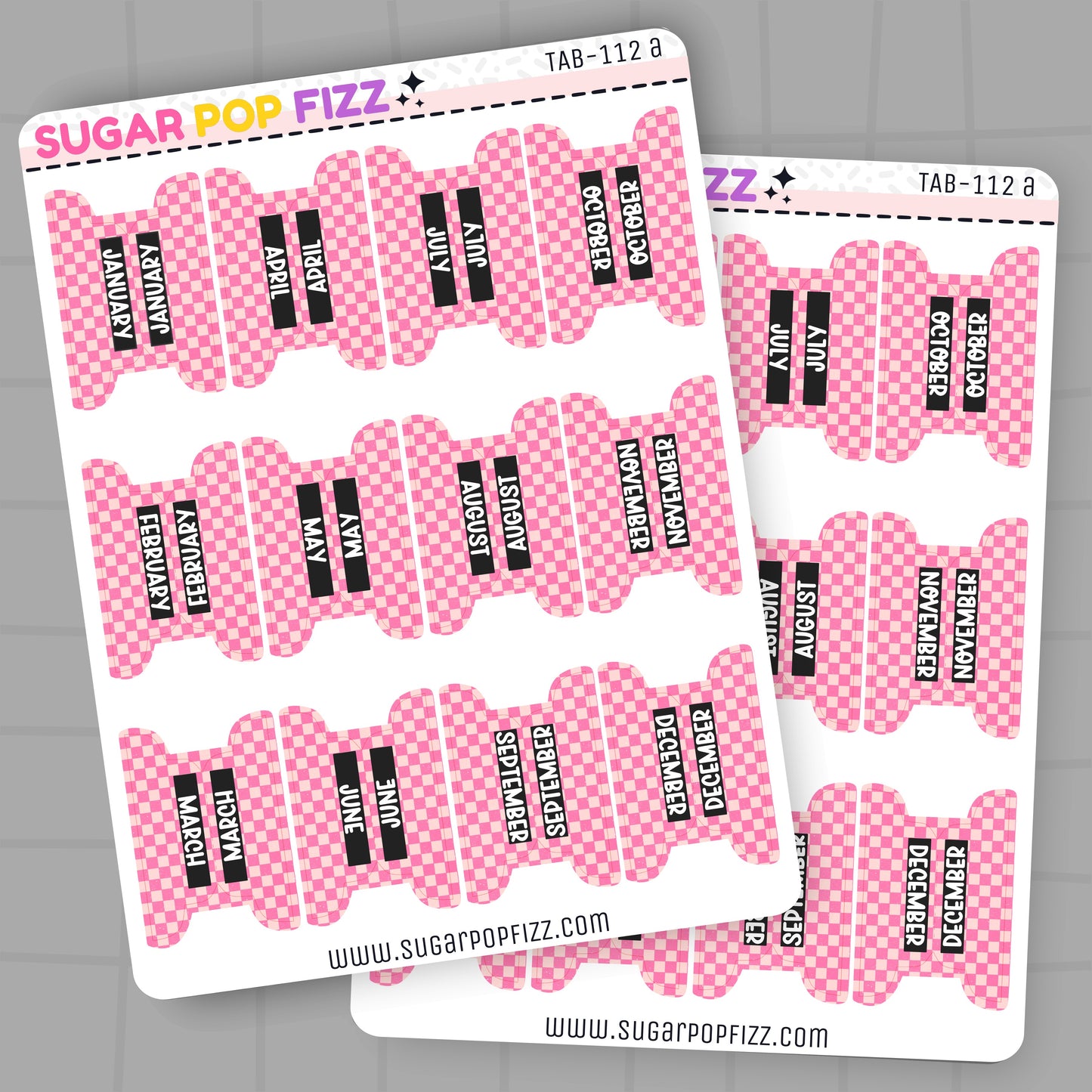 Pink Checkered Planner Tabs - TAB112