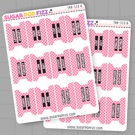 Pink Checkered Planner Tabs - TAB112