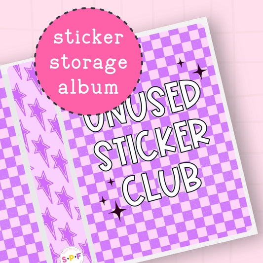 Unused Sticker Club (purple) - Sticker Storage Album - 6x8 or 4x6