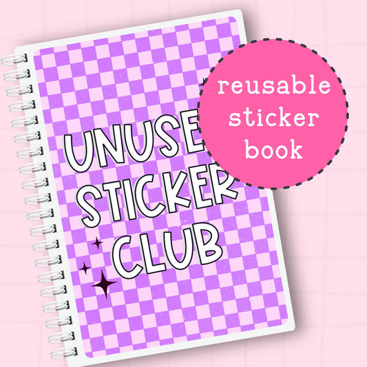 Unused Sticker Club (purple) - Reusable Sticker Book - 5x7 or 4x6