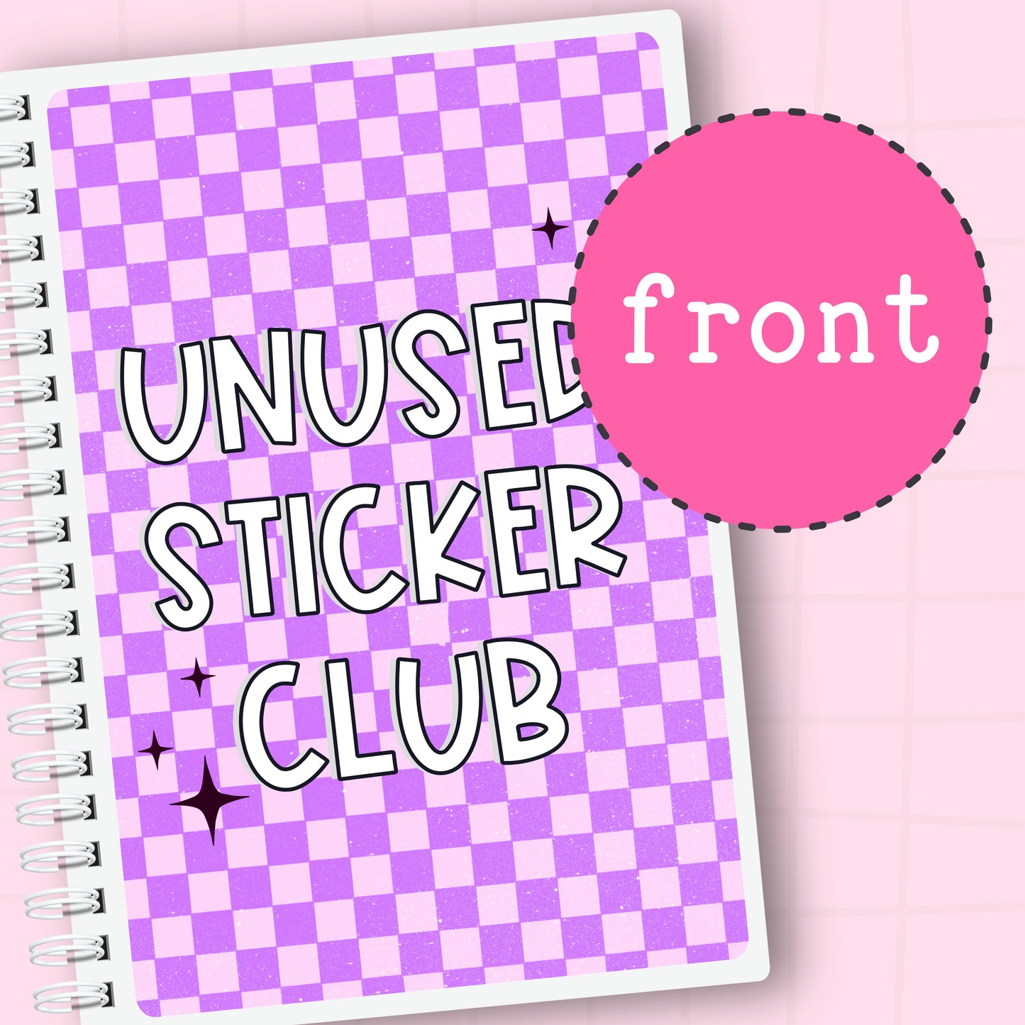 Unused Sticker Club (purple) - Reusable Sticker Book - 5x7 or 4x6