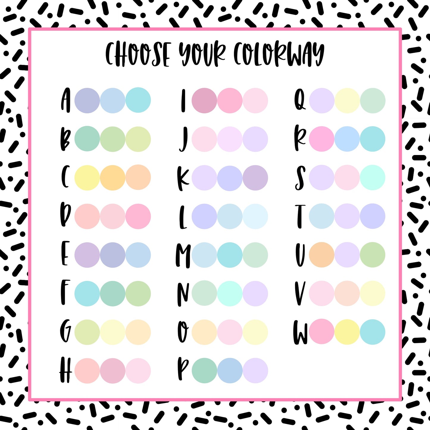 Pastel Swatches - 23 color options