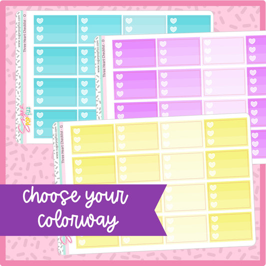 Multicolor 3 Heart Checklist - 24 color options