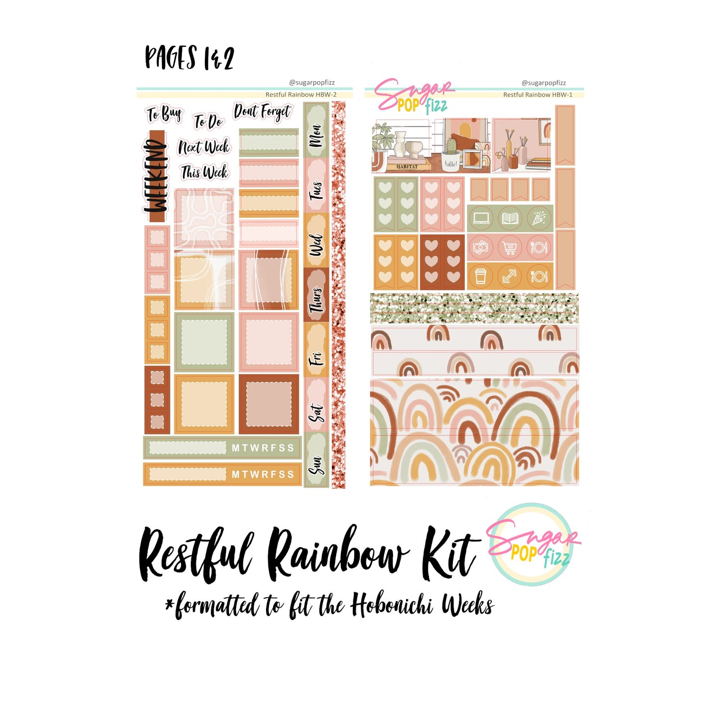 Restful Rainbow Hobonichi Weeks Weekly Kit