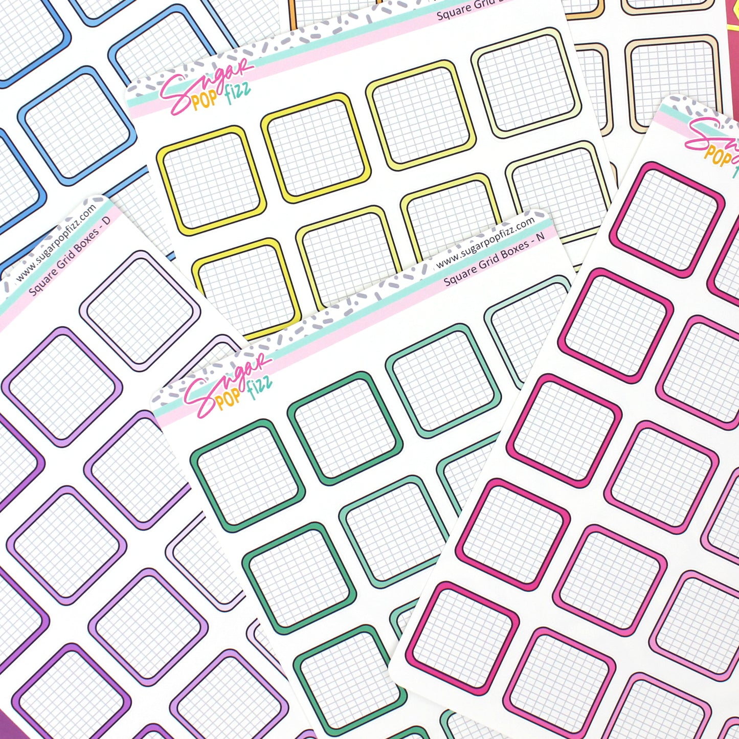 Square Grid Boxes - 24 color options