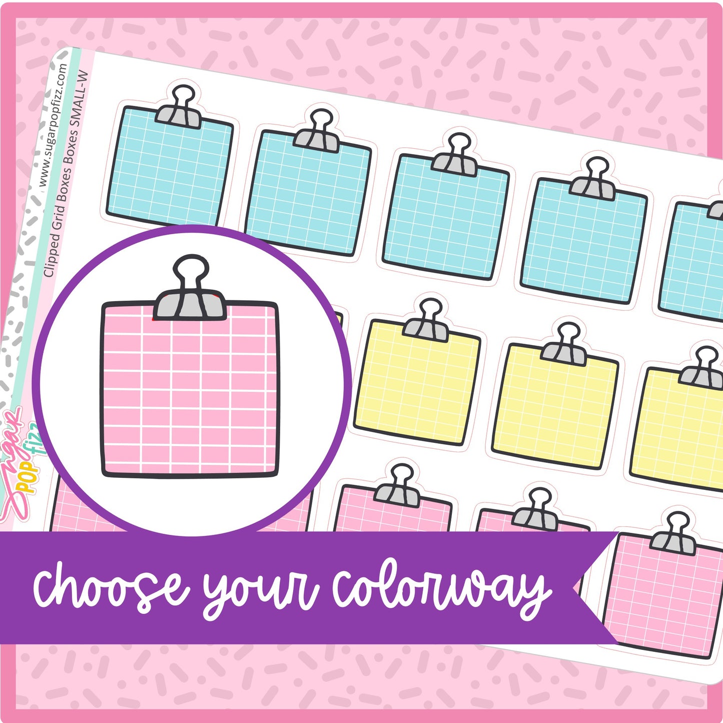 Pastel Clipped Grid Boxes SMALL - 23 color options