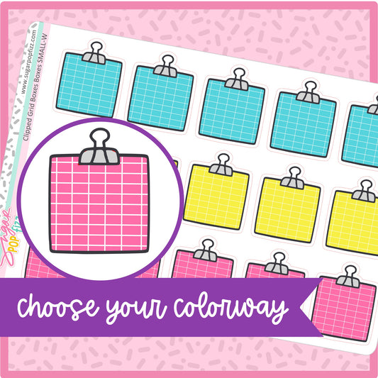 Bright Clipped Grid Boxes SMALL - 23 color options