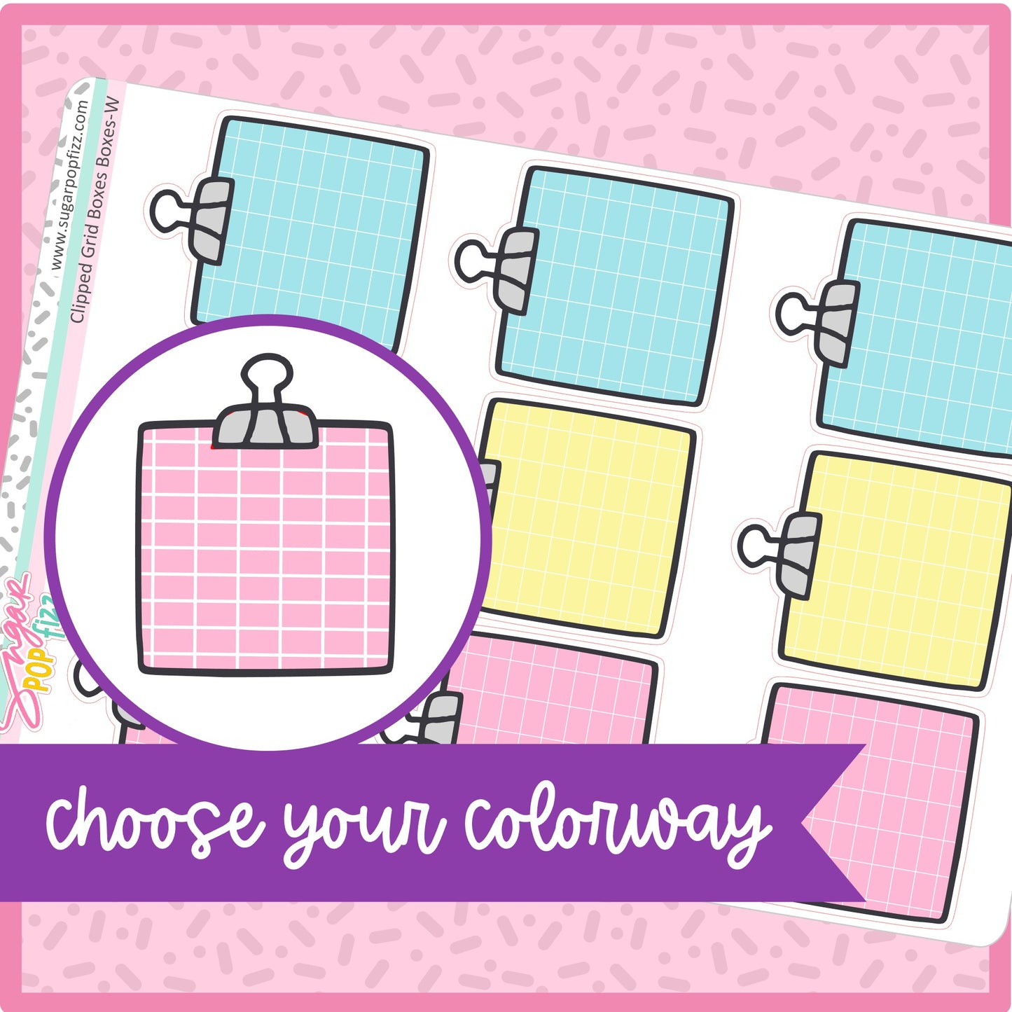 Pastel Clipped Grid Boxes LARGE - 23 color options